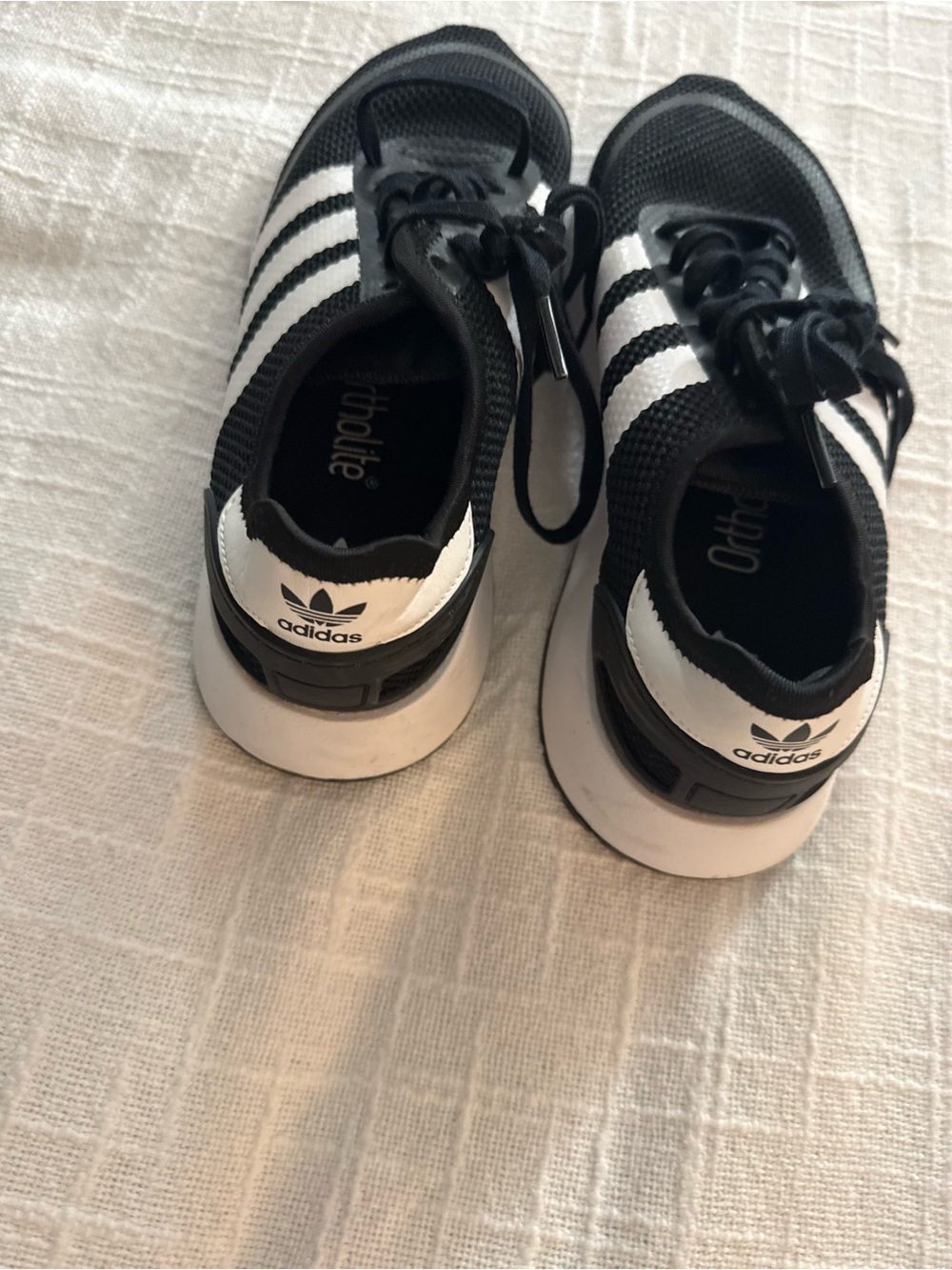 adidas Kids Black and White Athletic Sneakers with Three Stripes